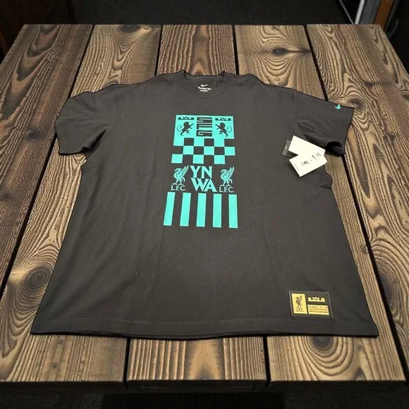 Nike LeBron James X Liverpool FC Max90 Soccer Graphic T Shirt Black Mens XL - Picture 1 of 14
